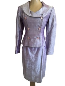 KELLY GRAHAM NEW YORK LAVENDER SILK SUIT SZ 4