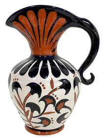 GREEK MADE CERAMIC PITCHER WITH BOLD DESIGN 10"