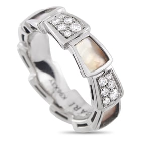 BVLGARI SERPENTI VIPER 18K DIAMOND AND MOP RING