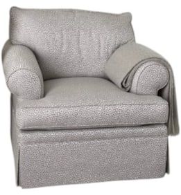 DURALEE GRAY PRINT ARMCHAIR W MATCHING FOOTSTOOL