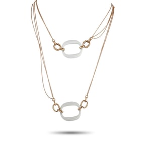 DAMIANI 18K ROSE GOLD AND WHITE AGATE NECKLACE
