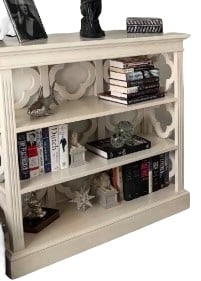 WHITEWASHED WOODEN BOOKCASE W OPEN SHELVING 44"