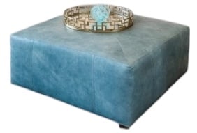 LEXINGTON TEAL UPHOLSTERED OTTOMAN 40"