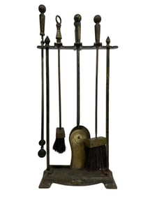 BRASS FIREPLACE TOOL SET 30"