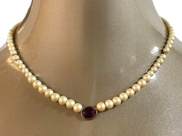 PEARL AND AMETHYST PENDANT NECKLACE