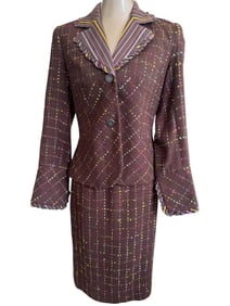 GEORGE SIMONTON LUXE MULTICOLOR TWEED SKIRT SUIT