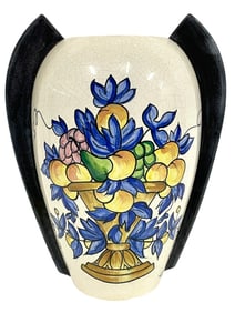 VINTAGE HAND-PAINTED CERAMIC VASE 14"