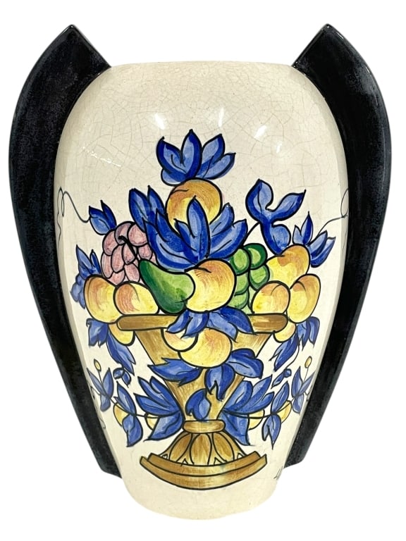 VINTAGE HAND-PAINTED CERAMIC VASE 14" (1 of 5)
