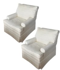 2 DURALEE LOUNGE CHAIRS W CLARK & CLARK FABRIC 38"