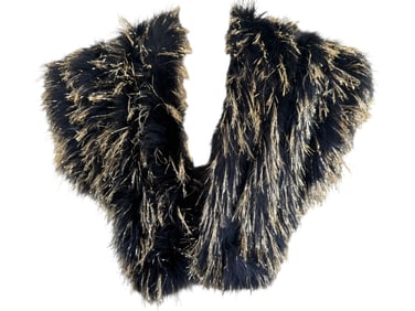 BLACK AND GOLD METALLIC FAUX FUR WRAP