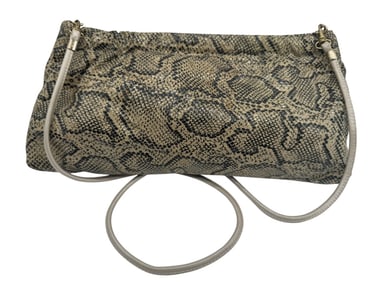 VINTAGE PYTHON-PRINT CLUTCH SHOULDER BAG