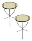 2 ROUND BLACK METAL SIDE TABLES 24"