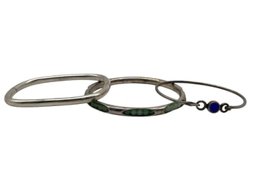 3 SILVER BRACELET BANGLES 36.88G