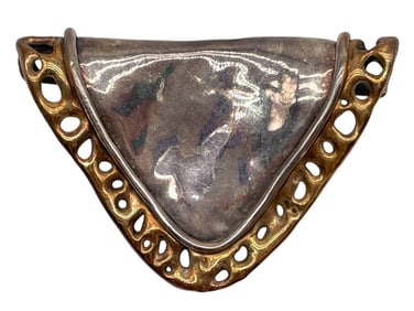 VINTAGE STERLING SILVER W/ GOLD BROOCH 26.50G