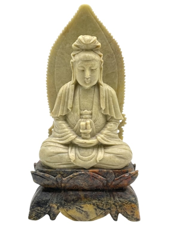 CHINESE SOAPSTONE CARVED BUDDHA SCULPTURE 11" (1 of 6)