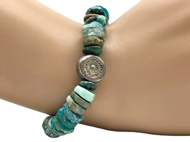 SILVER & TURQUOISE BEADED BRACELET