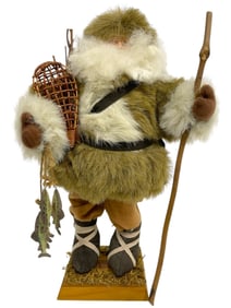 SANTA CLAUS FIGURINE IN FUR-LINED WINTER ATTIRE