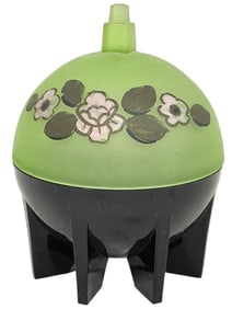 ART DECO STYLE GREEN AND BLACK GLASS BOX 6"