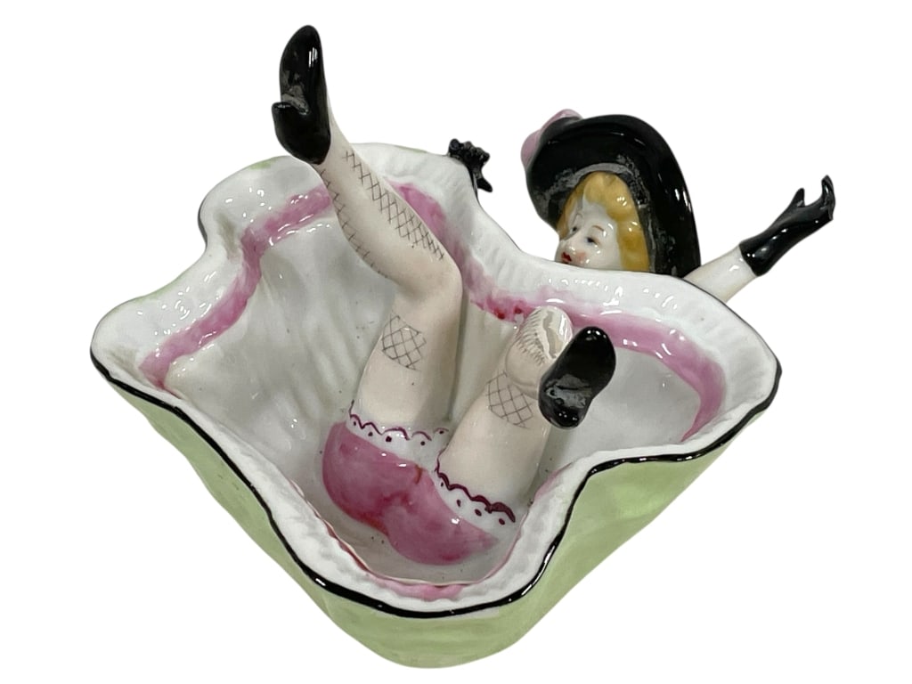 PORCELAIN FIGURAL DISH WITH A CAN-CAN DANCER 5" (1 of 5)