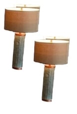 PAIR OF TEAL STONE TABLE LAMPS 30"