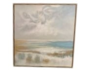 FRAMED ABSTRACT COASTAL LANDSCAPE PAINTING 39"