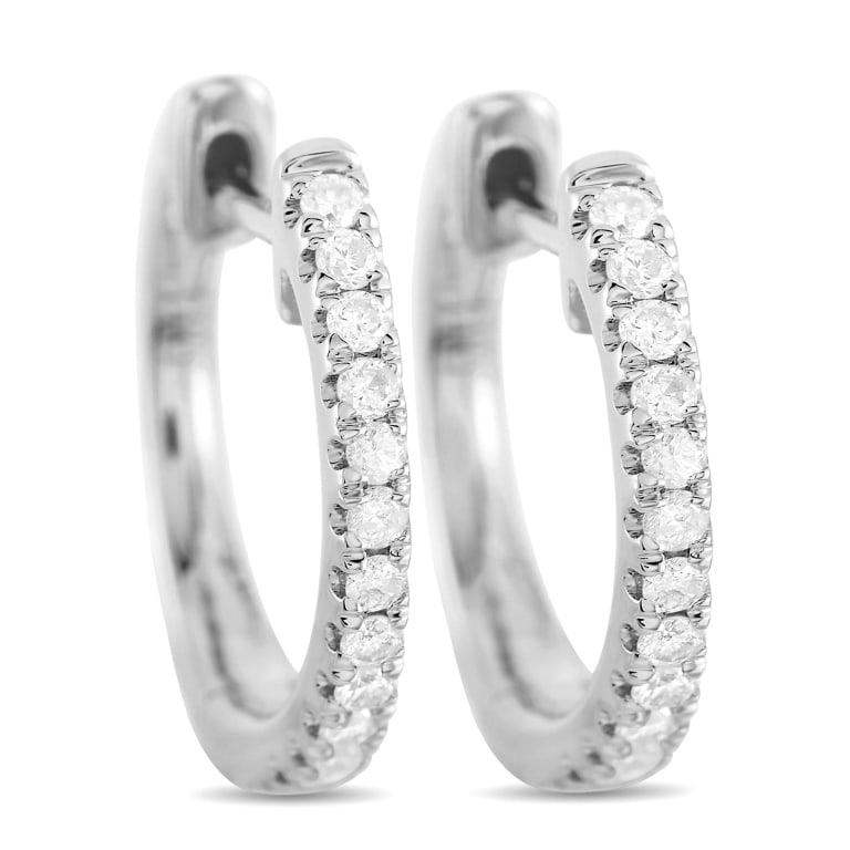 14K WHITE GOLD 0.22CT DIAMOND HOOP EARRINGS (1 of 3)
