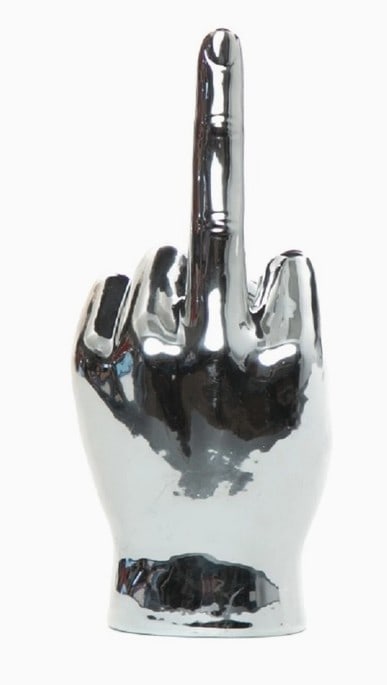 Silver Middle Finger Tabletop Sculpture - 9" Long (1 of 3)