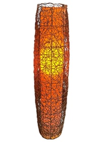 MID MOD WOVEN RATTAN DANISH MODERN FLOOR LAMP 45"
