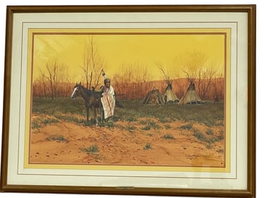 AUSTIN DEUEL  NATIVE AMERICAN PAINTING 36"