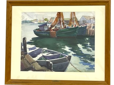 GORDON KINZIE GOULD SR. MARITIME WATERCOLOR 32"