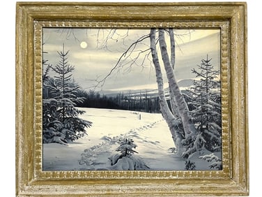 A. DAVIDOWSKI "WINTER LANDSCAPE" OIL PAINTING 20"