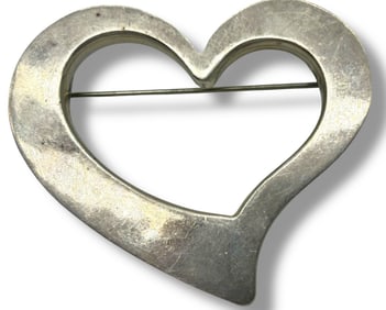 VINTAGE TAXCO MEXICAN OPEN HEART BROOCH -19.4 G