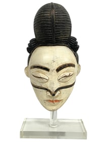 TRIBAL STYLE CARVED MASK ON STAND 16"