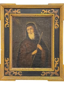 ANTIQUE RELIGIOUS OIL ON CANVAS 20"