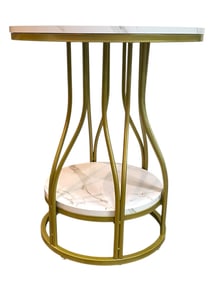 CONTEMPORARY ROUND SIDE TABLE WITH MARBLE LOOK TOP