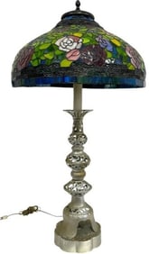 VINTAGE ART NOUVEAU TIFFANY STYLE LAMP 40"