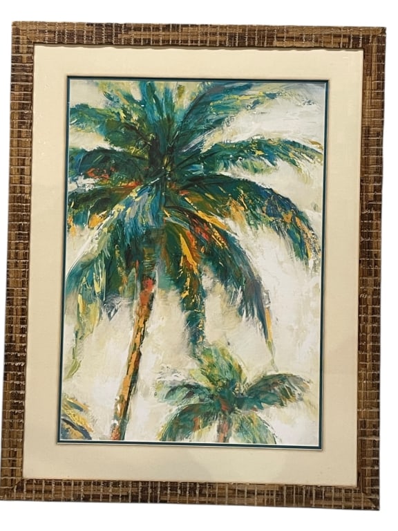 COASTAL PALM TREE PRINTS WOVEN STYLE FRAMES 43.5" (1 of 7)