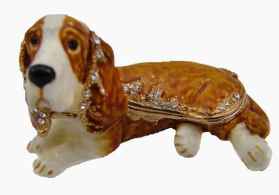 NEW! JAY STRONGWATER STYLE BASSET HOUND TRINKET