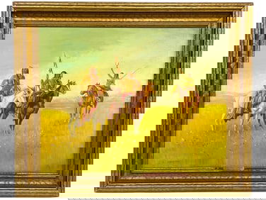 CLIFTON A. FARON PLAINS INDIANS PAINTING 27"