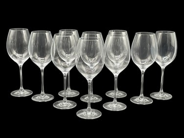 SET OF 10 CRYSTAL WINE GLASSES 9"