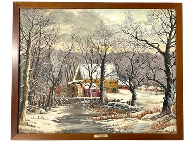 EDNA LONGO WINTER LANDSCAPE PAINTING 32"