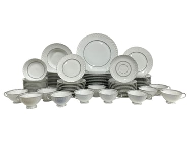 STRATFORD DINNERWARE SET W SILVER RIM