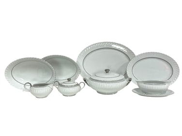 STRATFORD SERVING PIECES WITH SILVER RIM
