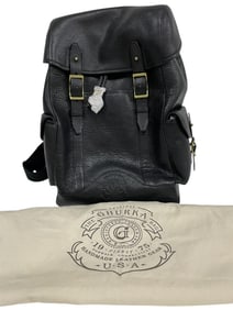 NEW GHURKA BLACK LEATHER BACKPACK WITH DUST BAG