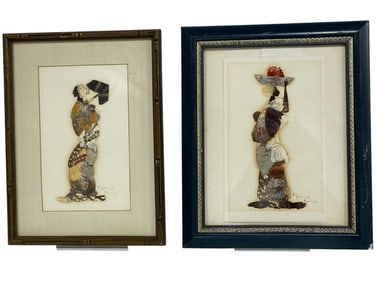 PAIR OF ALPHEUS BONGA BUTTERFLY WING COLLAGES
