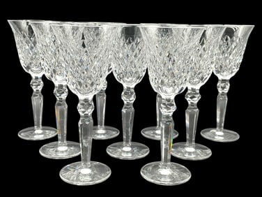 9 WATERFORD CRYSTAL ALANA WINE GLASSES 8"