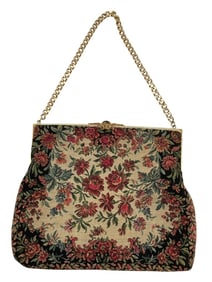 JOYCE MORGAN VINTAGE TAPESTRY FLORAL HANDBAG