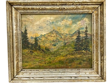 VINTAGE OIL  MOUNTAIN LANDSCAPE PAINTING  15"