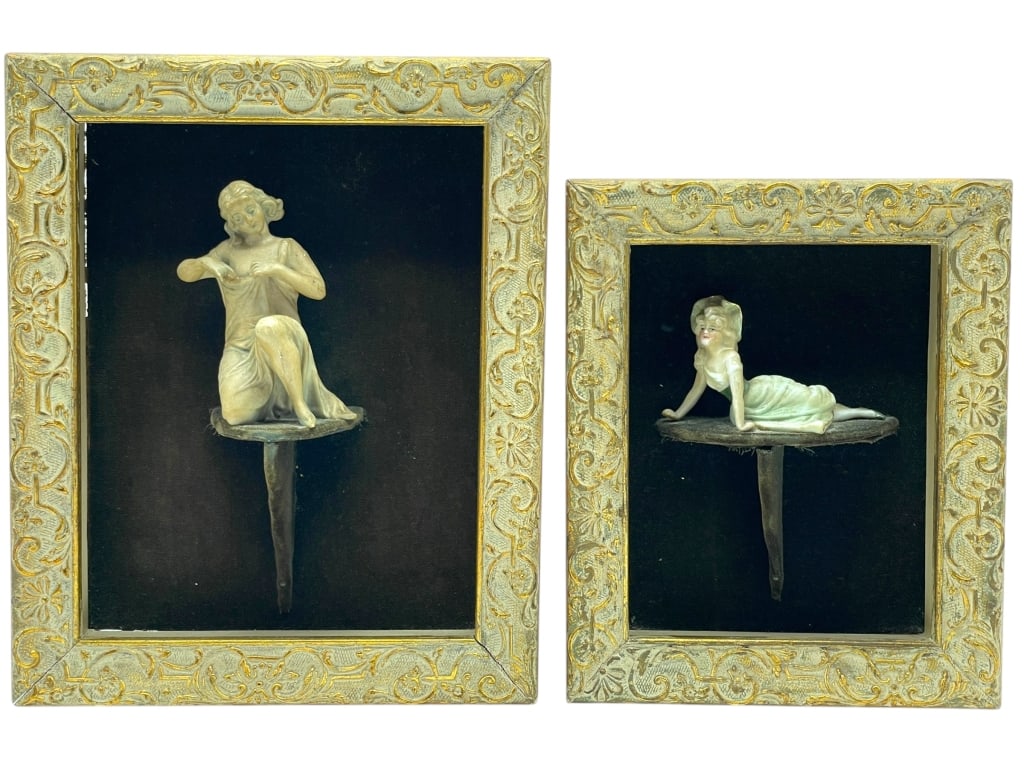 PAIR OF ANTIQUE GERMAN PORCELAIN HALF DOLL PLAQUES (1 of 10)