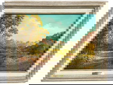 RAY DE GERGE BLOOMING DESERT OIL PAINTING 22"